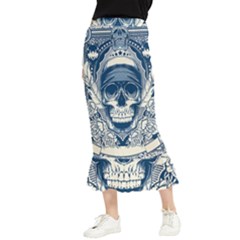 Skull Drawing Maxi Fishtail Chiffon Skirt by 99art