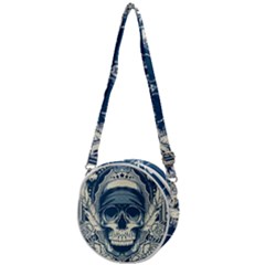 Skull Drawing Crossbody Circle Bag by 99art