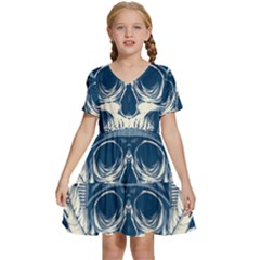 Skull Drawing Kids  Short Sleeve Tiered Mini Dress by 99art