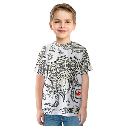 Drawing Clip Art Hand Painted Abstract Creative Space Squid Radio Kids  Sport Mesh Tee by 99art