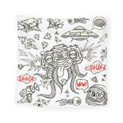 Drawing Clip Art Hand Painted Abstract Creative Space Squid Radio Square Tapestry (small)