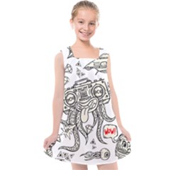 Drawing Clip Art Hand Painted Abstract Creative Space Squid Radio Kids  Cross Back Dress by 99art