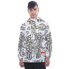 Drawing Clip Art Hand Painted Abstract Creative Space Squid Radio Men s Front Pocket Pullover Windbreaker