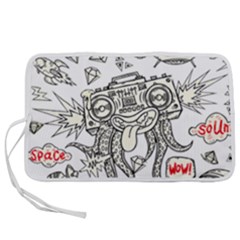 Drawing Clip Art Hand Painted Abstract Creative Space Squid Radio Pen Storage Case (l) by 99art