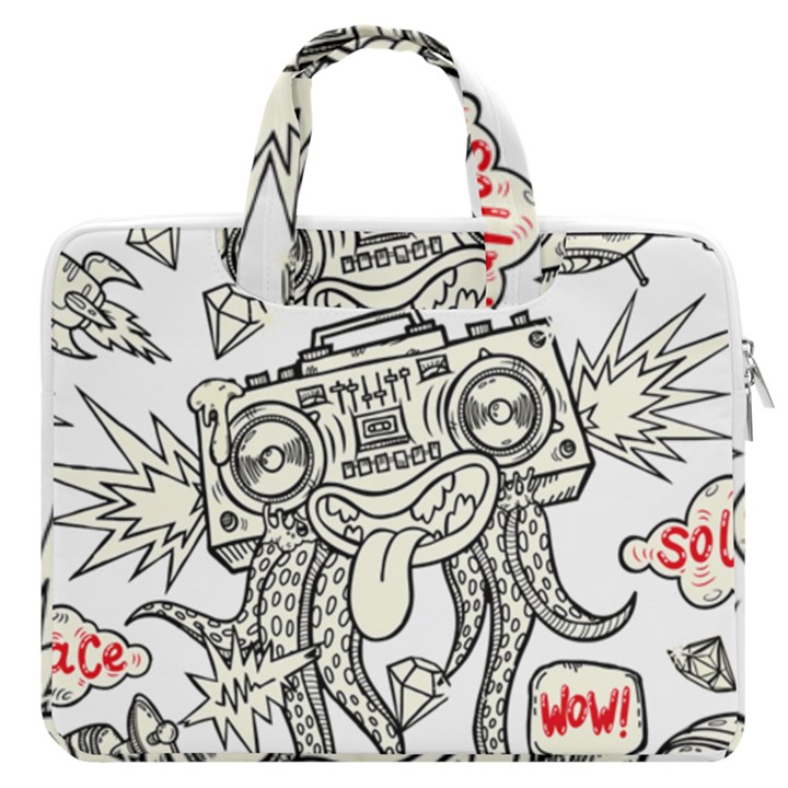 Drawing Clip Art Hand Painted Abstract Creative Space Squid Radio MacBook Pro 13  Double Pocket Laptop Bag