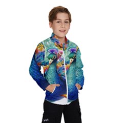 Bird-peafowl-painting-drawing-feather-birds Kids  Windbreaker