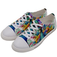 Bird-peafowl-painting-drawing-feather-birds Women s Low Top Canvas Sneakers by 99art