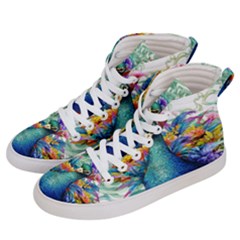 Bird-peafowl-painting-drawing-feather-birds Women s Hi-top Skate Sneakers by 99art