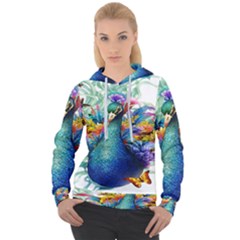 Bird-peafowl-painting-drawing-feather-birds Women s Overhead Hoodie