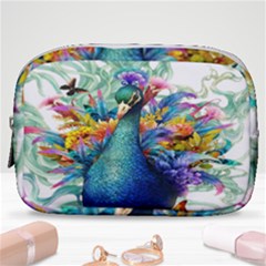 Bird-peafowl-painting-drawing-feather-birds Make Up Pouch (small) by 99art