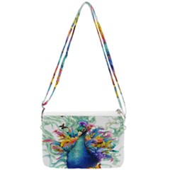 Bird-peafowl-painting-drawing-feather-birds Double Gusset Crossbody Bag by 99art