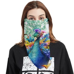 Bird-peafowl-painting-drawing-feather-birds Face Covering Bandana (triangle) by 99art