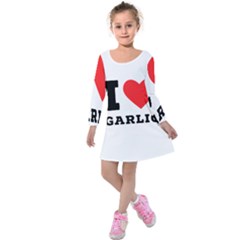 I Love Garlic Kids  Long Sleeve Velvet Dress by ilovewhateva