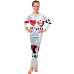 I Love Garlic Kids  Satin Long Sleeve Pajamas Set by ilovewhateva