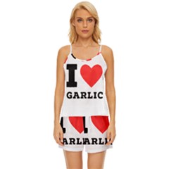 I Love Garlic Satin Pajama Short Set by ilovewhateva