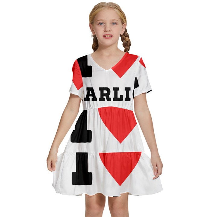 I love garlic Kids  Short Sleeve Tiered Mini Dress