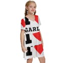 I love garlic Kids  Short Sleeve Tiered Mini Dress View3