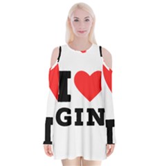 I Love Gin Velvet Long Sleeve Shoulder Cutout Dress by ilovewhateva