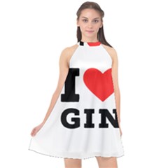 I Love Gin Halter Neckline Chiffon Dress  by ilovewhateva