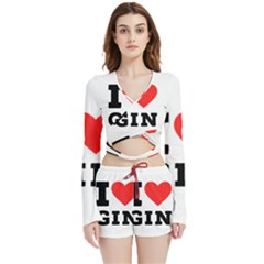 I Love Gin Velvet Wrap Crop Top And Shorts Set by ilovewhateva