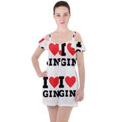 I Love Gin Ruffle Cut Out Chiffon Playsuit by ilovewhateva