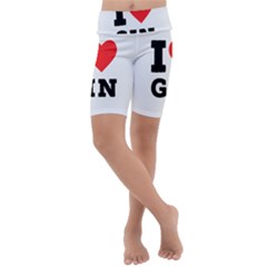 I Love Gin Kids  Lightweight Velour Cropped Yoga Leggings by ilovewhateva