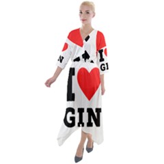 I Love Gin Quarter Sleeve Wrap Front Maxi Dress by ilovewhateva