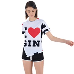 I Love Gin Asymmetrical Short Sleeve Sports Tee by ilovewhateva