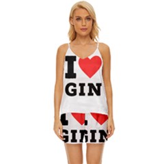 I Love Gin V-neck Satin Pajamas Set by ilovewhateva