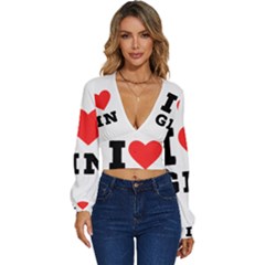 I Love Gin Long Sleeve Deep-v Velour Top by ilovewhateva