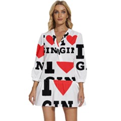 I Love Gin V-neck Placket Mini Dress by ilovewhateva