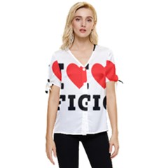 I Love Fig  Bow Sleeve Button Up Top by ilovewhateva