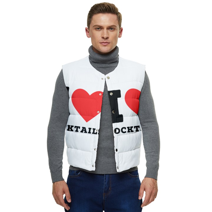 I love cocktails  Men s Short Button Up Puffer Vest	