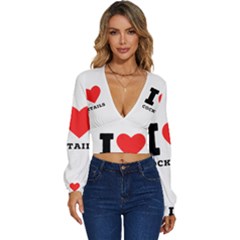 I Love Cocktails  Long Sleeve Deep-v Velour Top by ilovewhateva