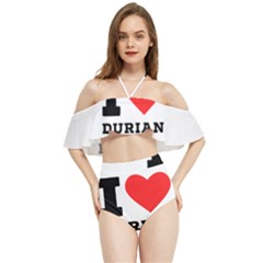 I Love Durian Halter Flowy Bikini Set  by ilovewhateva