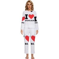 I Love Durian Womens  Long Sleeve Lightweight Pajamas Set