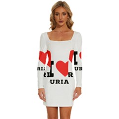 I Love Durian Long Sleeve Square Neck Bodycon Velvet Dress by ilovewhateva