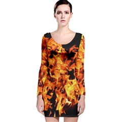 Live Coals Long Sleeve Velvet Bodycon Dress by artworkshop