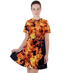 Live Coals Short Sleeve Shoulder Cut Out Dress  by artworkshop