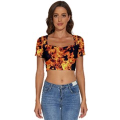 Live Coals Short Sleeve Square Neckline Crop Top 