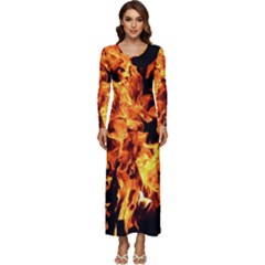 Live Coals Long Sleeve Longline Maxi Dress