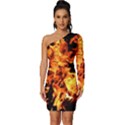 Live Coals Long Sleeve One Shoulder Mini Dress View1