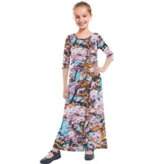 Nature Beautiful Rainbow Kids  Quarter Sleeve Maxi Dress by artworkshop