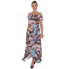 Nature Beautiful Rainbow Off Shoulder Open Front Chiffon Dress by artworkshop