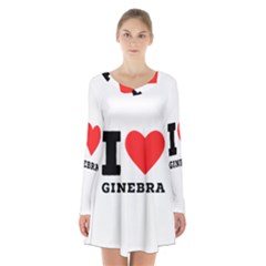 I love ginebra Long Sleeve Velvet V-neck Dress