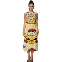 Pikachu Sleeveless Round Neck Midi Dress by artworkshop