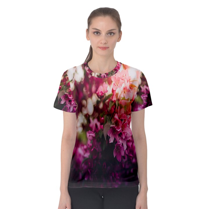 Pink Flower Women s Sport Mesh Tee