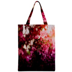 Pink Flower Zipper Classic Tote Bag