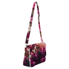 Pink Flower Shoulder Bag with Back Zipper