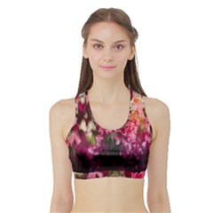 Pink Flower Sports Bra With Border